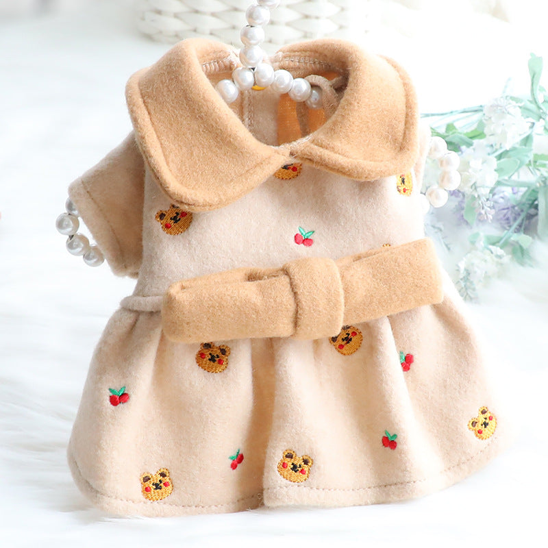 Dress of Dog Winter Cat Woolen Cute Princess Tops