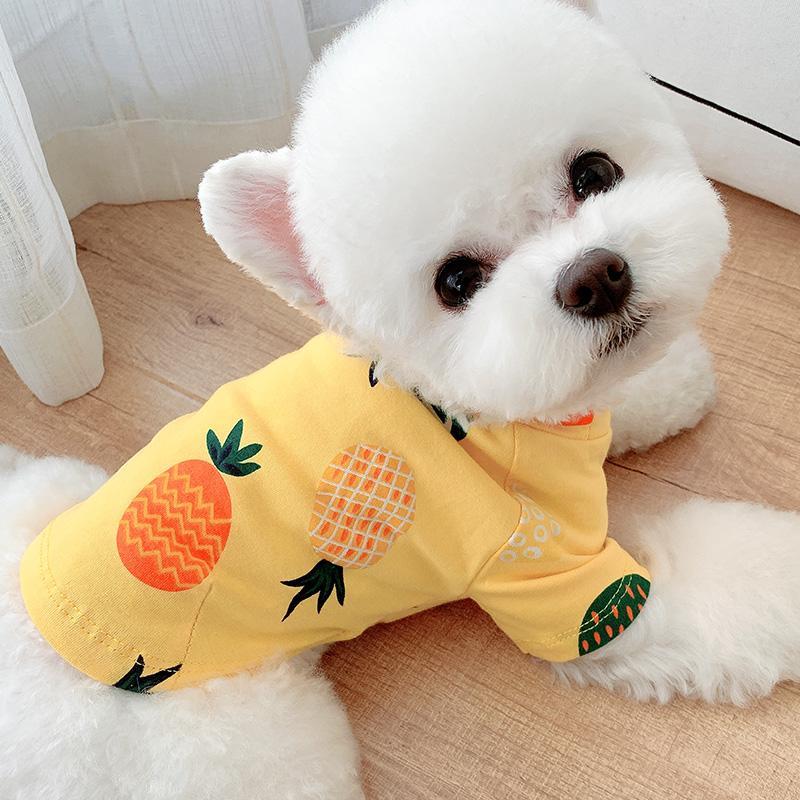 Dog Shirts Pineapple Print Yellow  Pet Clothes