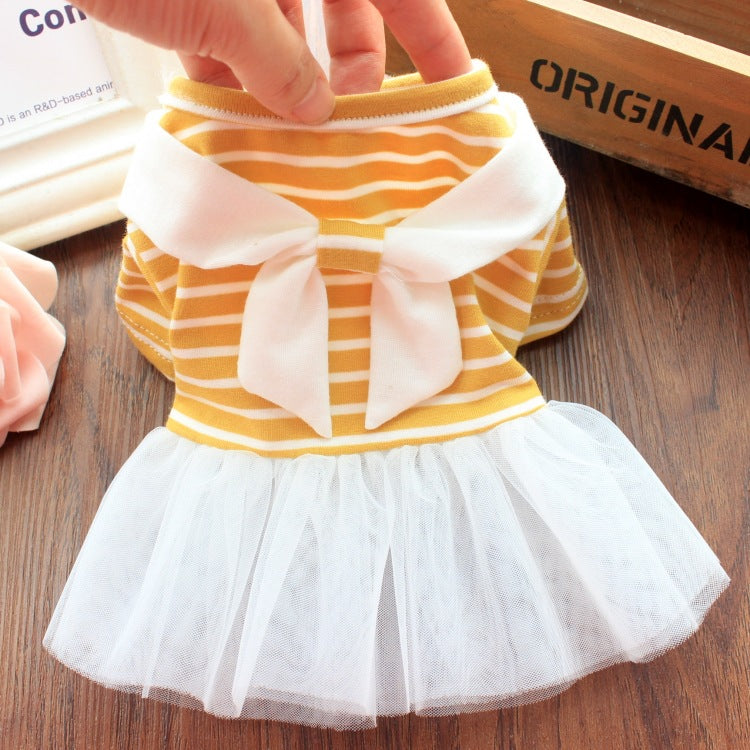 Dress of Dog Spring Cute Lace Stripe Pet Tops