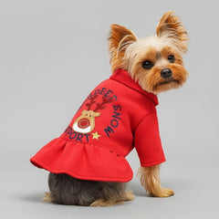 Dress of Dog Red Christmas Dog Warm Deer Dress
