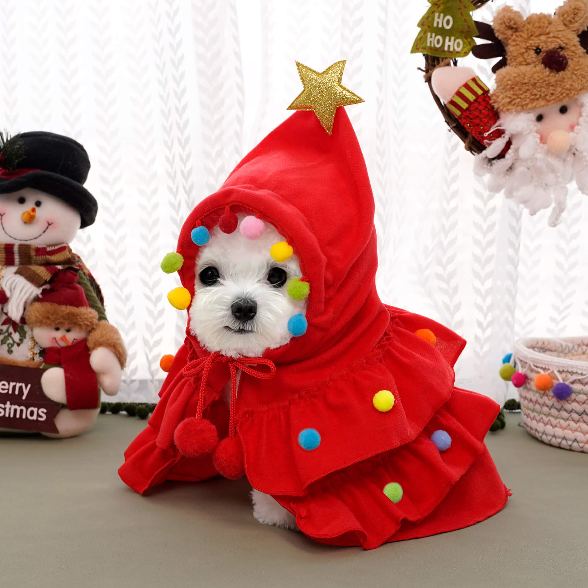 Dog Hoodie Christmas Two-color Cape  Pet Cape  Shawl  Dog Transformation