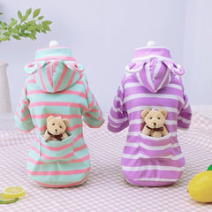 Dog Hoodie Purple Stripe Pet Tops