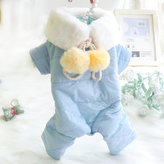 Dog Shirts Winter Double-sided Fur Ball Scarf Princess Jumpsuit