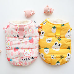 Dog Shirts Cute Bunny Print Winter Pet Warm Cotton Coat