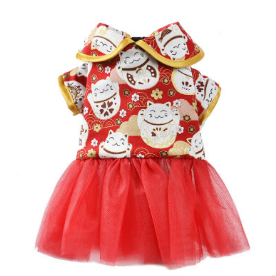 Dog Dresses Lucky Cat Elk New Year Christmas Tops