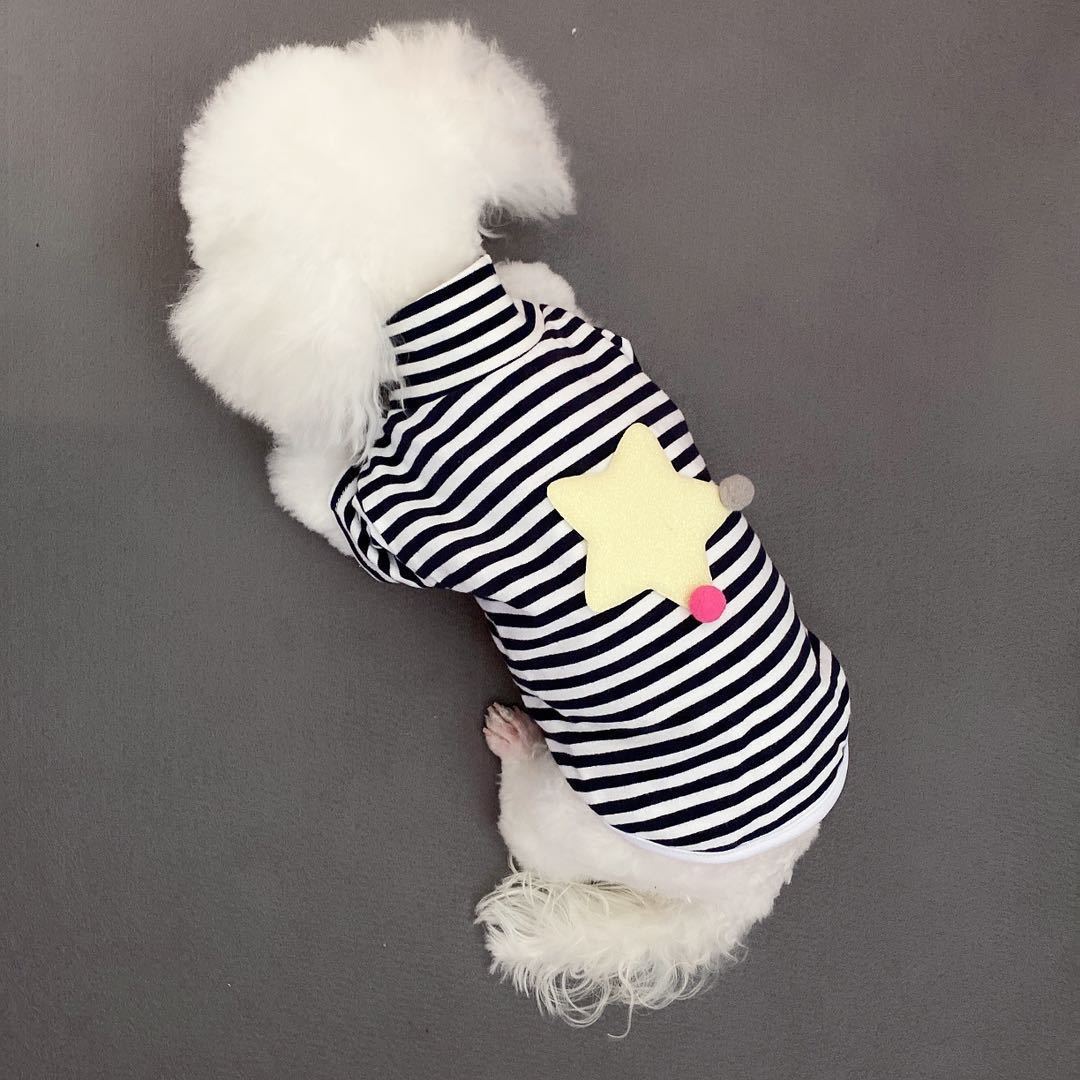 Dog Shirt Striped Round Neck