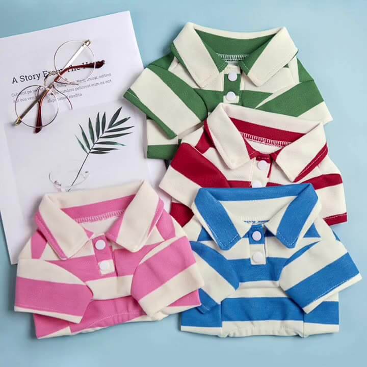 Dog Shirts Elastic Striped Clothes with Lapels Is Only $9.9