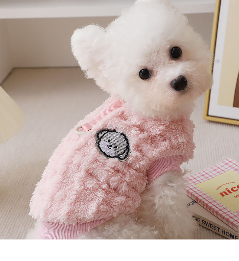 Dog Shirts Anti-shedding Puppy Warm Top with Tow Loop Buckle