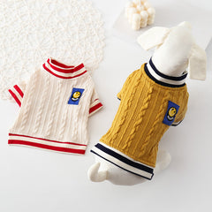 Dog Shirt Yellow School Pet knitted jacquard sweater