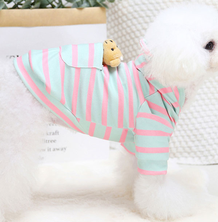 Dog Hoodie Purple Stripe Pet Tops