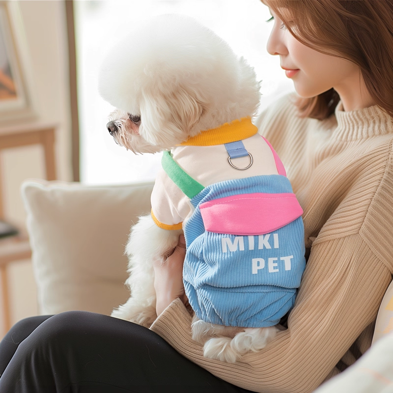 Striped Dog Shirt with Collar and Leash Ring