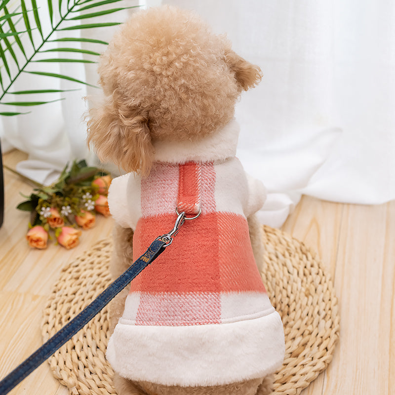 Dog Shirts Orange Plaid Winter Cotton Teddy Pet Coat