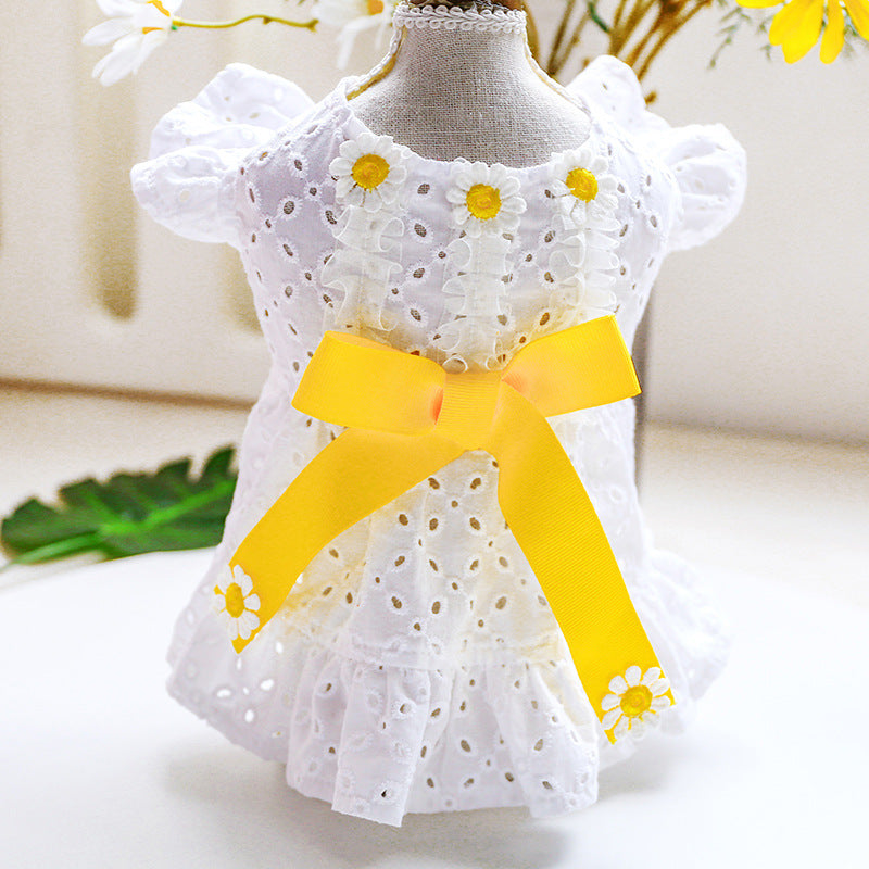 Dog Dresses Yellow Hollow Sun Flower Princess