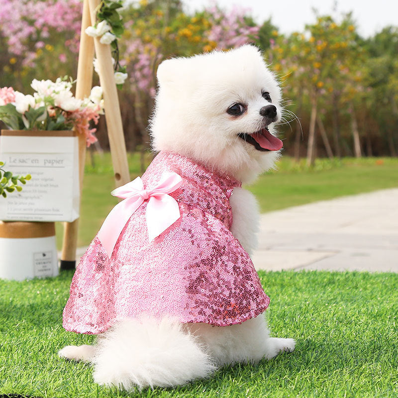 Dress of Dog Sequin Pet Princess Wedding Tops