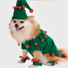 Dog Shirts Green Christmas Elf Set With Hat