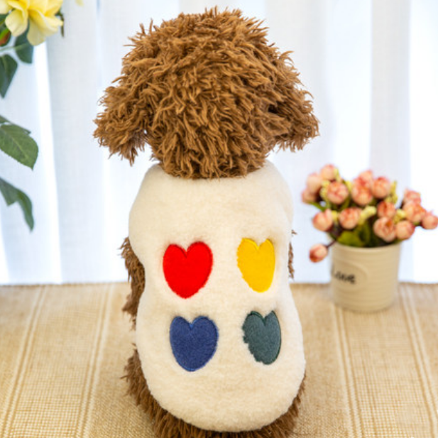 Dog Shirts Spring Autumn Pet Lovely Rainbow Heart Lamb Cashmere Vest