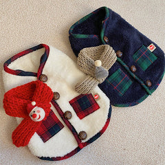 Xmas Dresses for Dogs Red Plaid Pocket Vest with Scarf