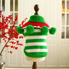 Dog Shirts Christmas Winter Thick Pet Stripe Ball Sweater