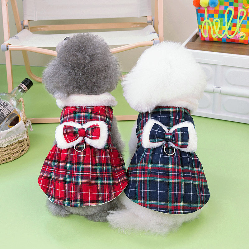 Dog Dress Cute Lady Red Plaid Cotton Top