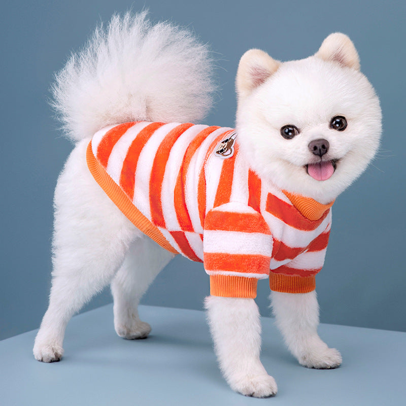 Dog Shirts Anti-shedding Puppy Print Rainbow Stripe Thermal Top