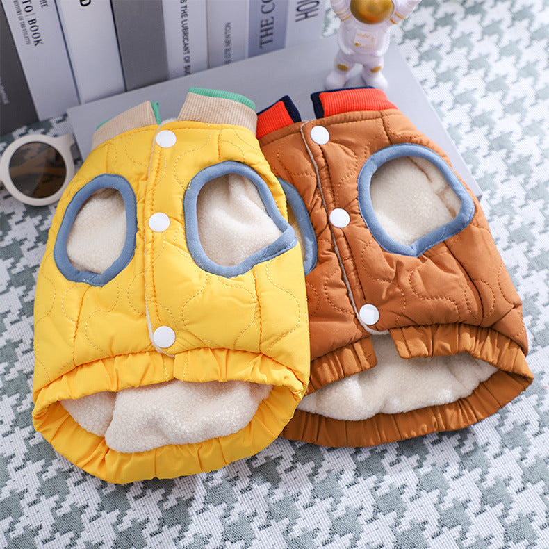 Hot Dog Shirts Winter Warm Vest Dog Yellow Coat