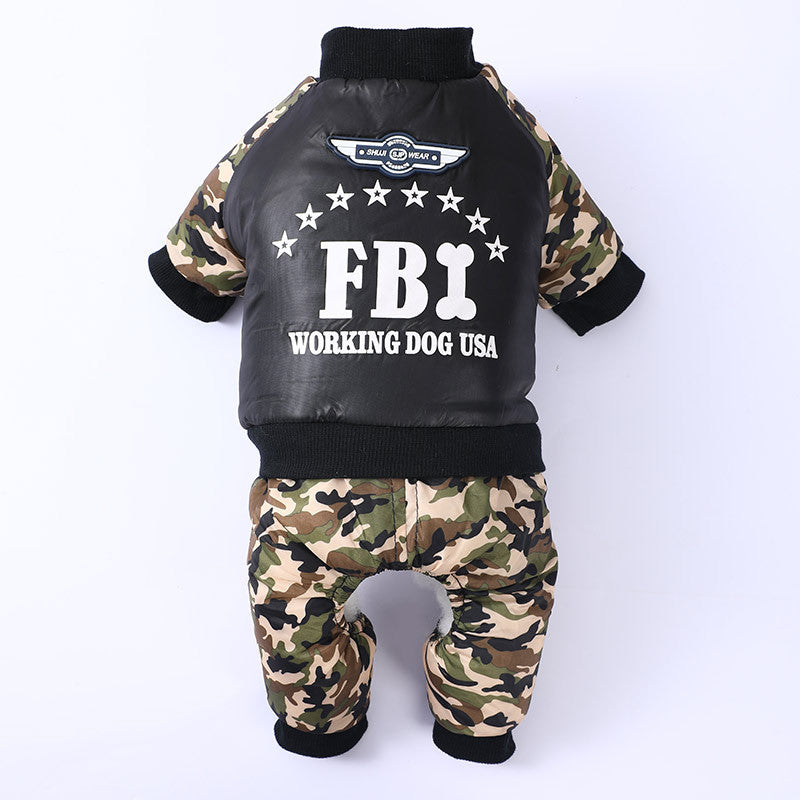 Dog Shirts FBI Cool Pet Camouflage Jumpsuit