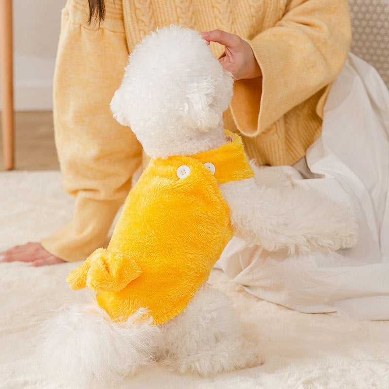 Dog Shirts Yellow Coral Fleece Bow Pet Clothes