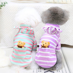 Dog Hoodie Purple Stripe Pet Tops