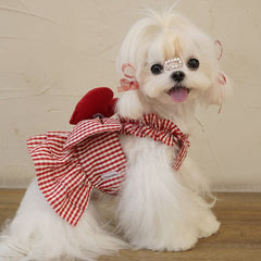 Red Plaid Mini Dress for Dog's Birthday & Valentine's Day