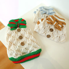 Dog Shirt Knitted bow Pet clothes