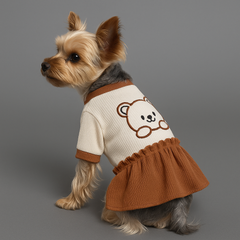Dog Dress Cute Bear Print Skirt for Couples with Base Layers