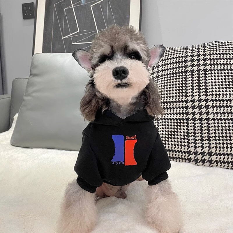 Dog Hoodie Cute Fall and Winter Schnauzer French Doubi Bichon Teddy Black Cute Thermal Tops