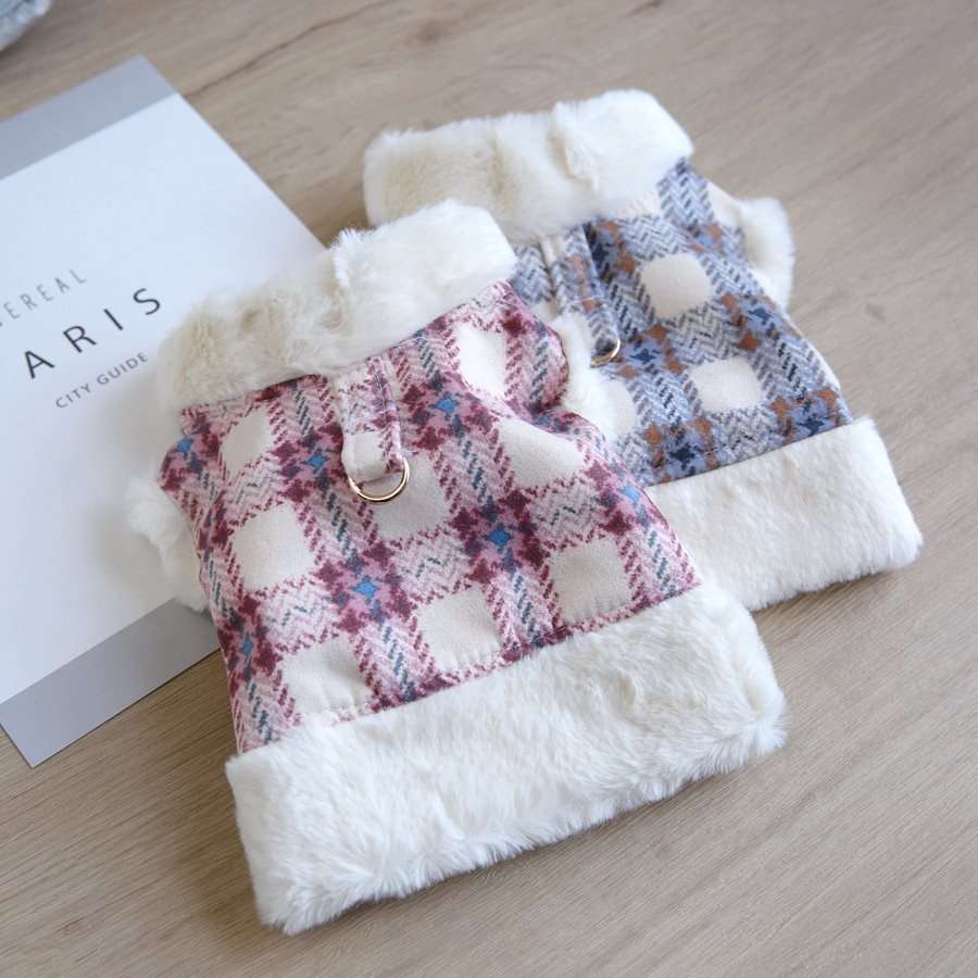 Dog Dress Puppies Plaid Cute Warm Vest Coats