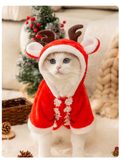 Dog Hoodie Christmas Antler Hooded Cape for Warmth in Autumn and Winter