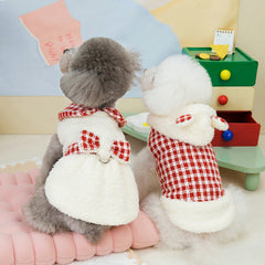 Dog Dress Bichon teddy plaid velvet princess dress