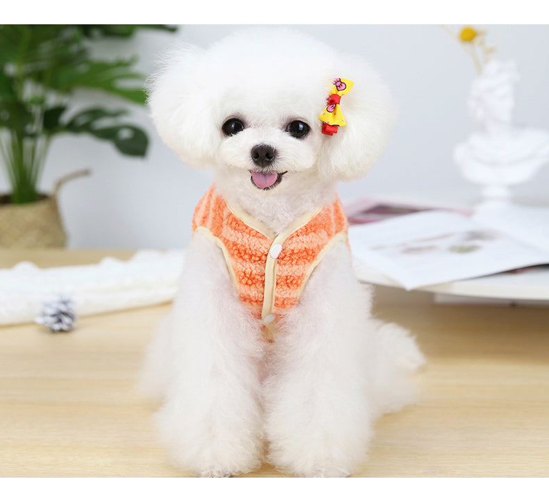 Dog Shirts Stripe Winter Pet Lamb wool Vest