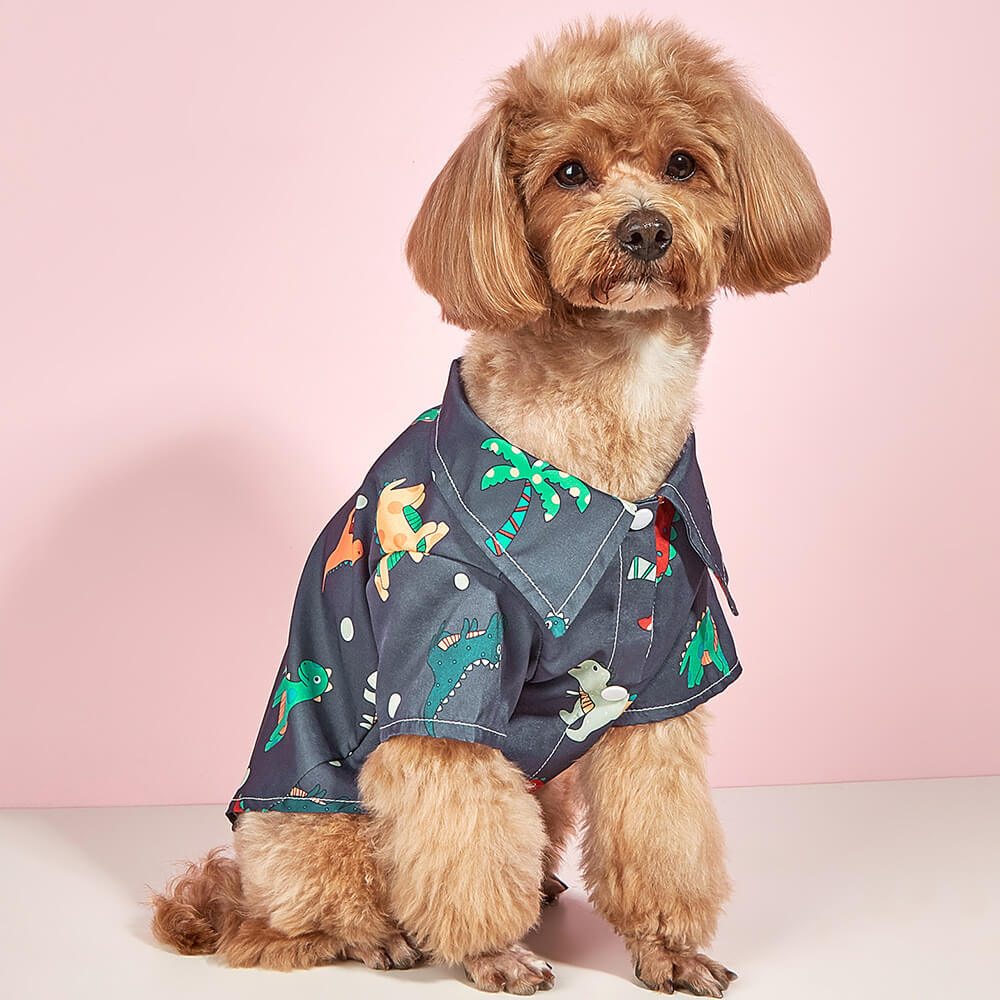 Dog Shirts Dinosaur Print Beachside Resort Top