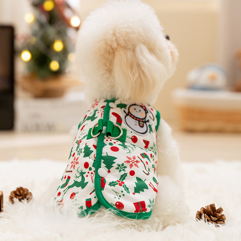 Dog Shirts Christmas Snowman Accessory Cute Winter Top Leash