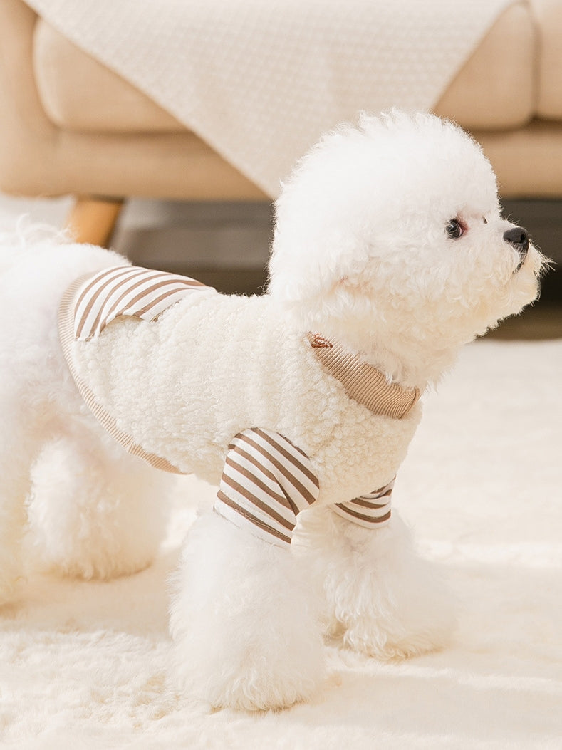 Dog Hoodie Yellow Stripe Fleece Dog Clothes