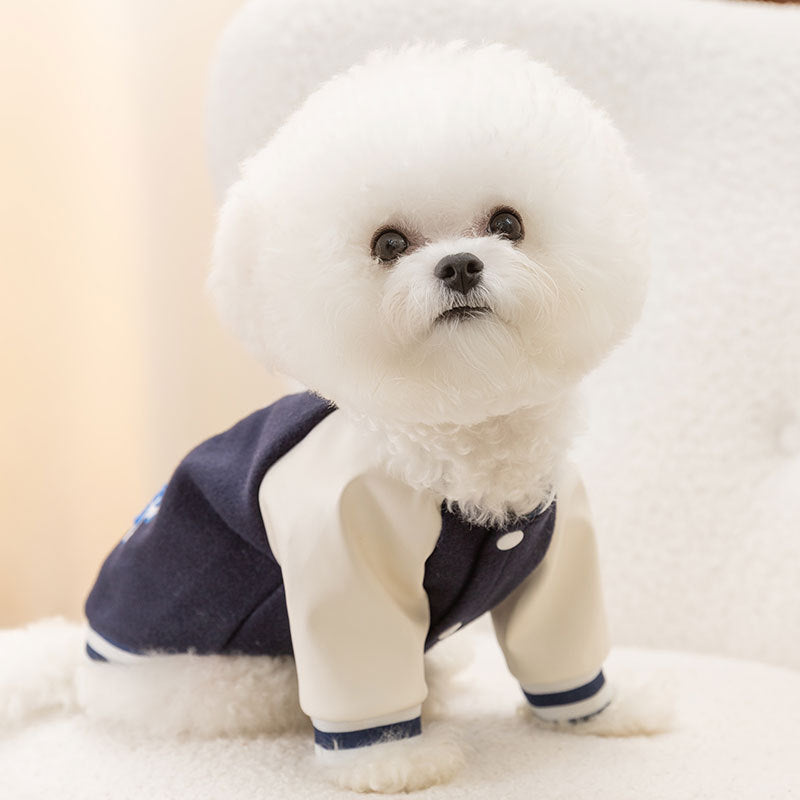 Pink Varsity Dog Jacket with Space Embroidery