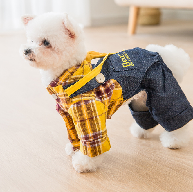 Dog Shirts Pet Lattice T-Shirt Overalls