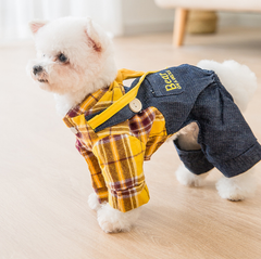 Dog Shirts Pet Lattice T-Shirt Overalls