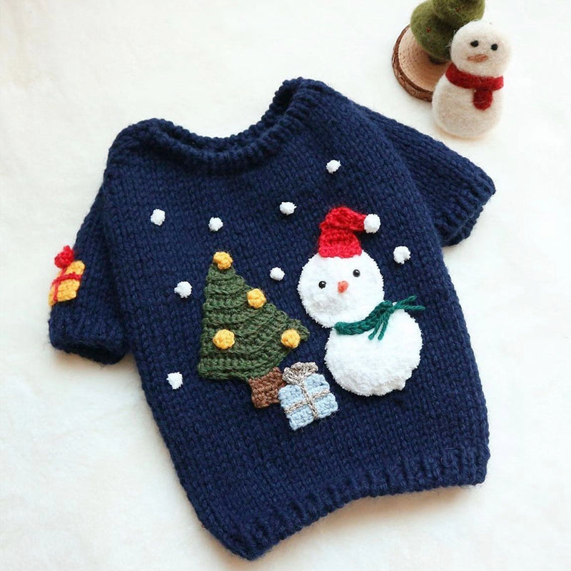 Dog Shirts Pet  Autumn Embroidered Tree Snowman Sweater