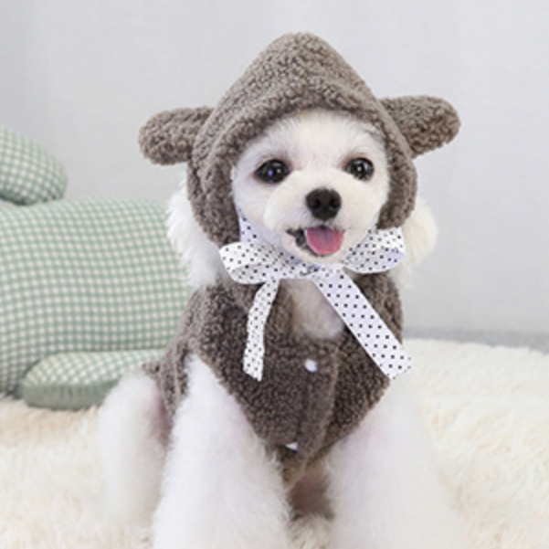 Dog Hoodie Winter Lamb Embroidered Warm Fleece