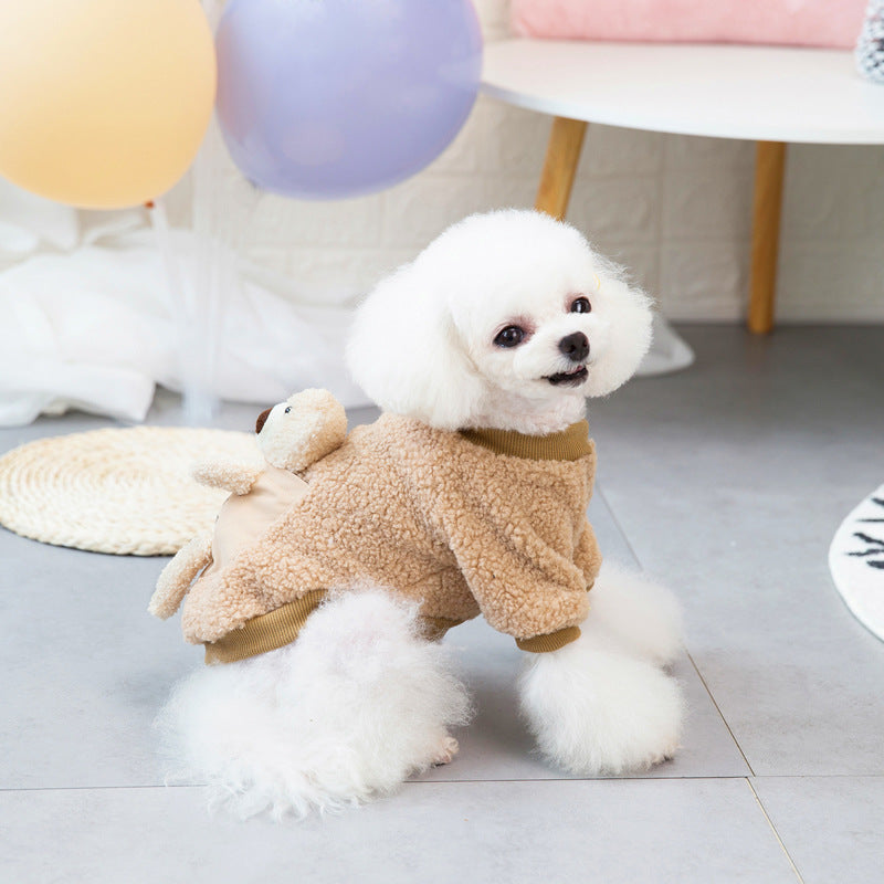 Dog Shirts Winter Back Bear Teddy Pet Fleece Tops