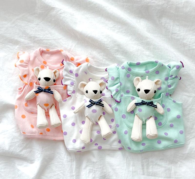 Dog Shirts Dot Doll Pocket Cute Pet Clothes