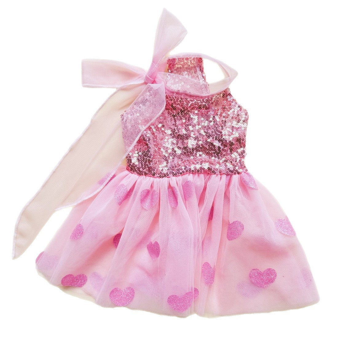 Pink Sequin Dog Dress with Heart Tulle Skirt