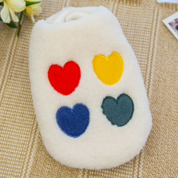 Dog Shirts Spring Autumn Pet Lovely Rainbow Heart Lamb Cashmere Vest