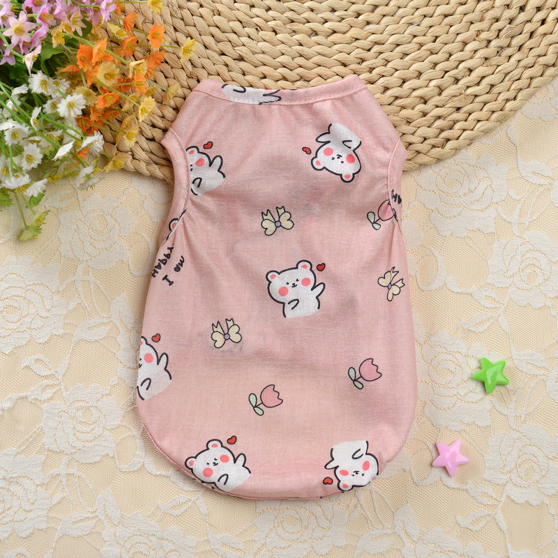 Printed Teddy Ice Silk Dog  Vest