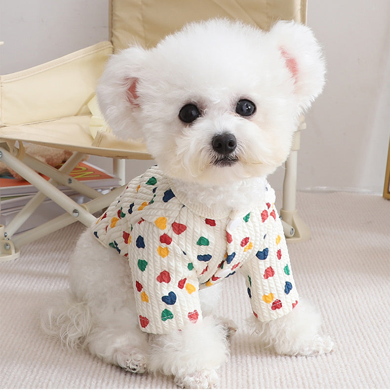 Dog Shirts Spring Pink Heart Pet Coat